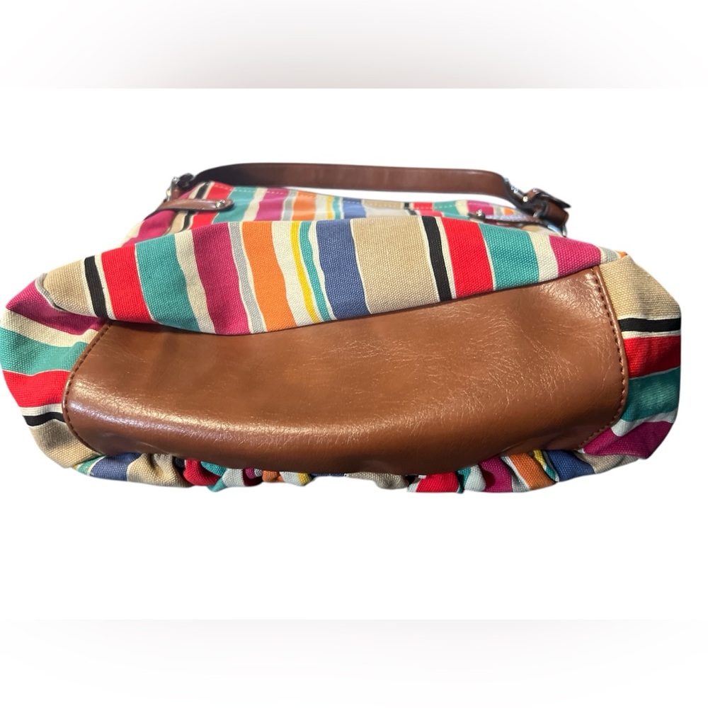 Shoulder Purse Plum Brand Handbag Buckles/ Striped Multicolor Design - Picture 3 of 9